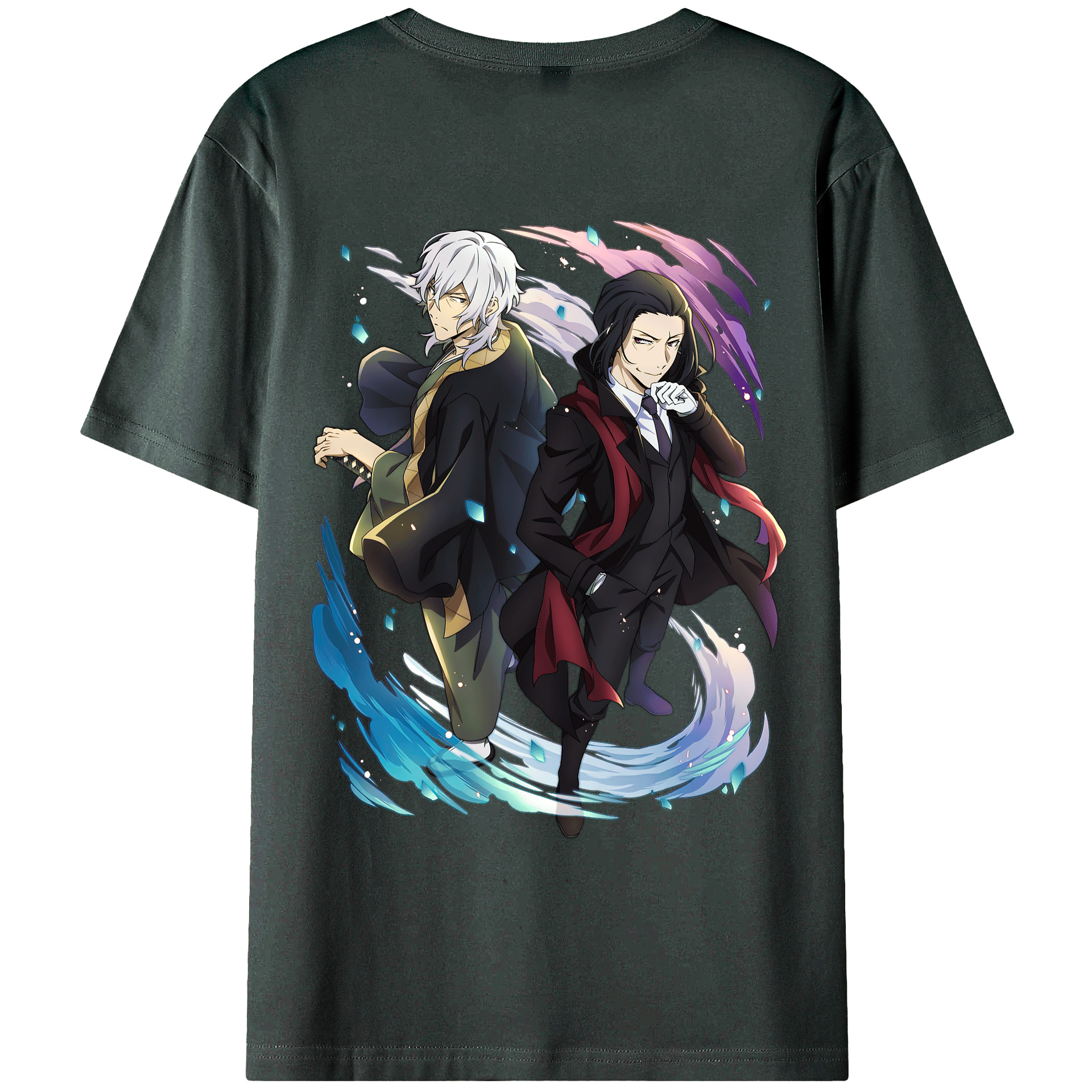 文豪ストレイドッグス Bungo Stray Dogs 綿100％ メンズ半袖Tシャツ（バックプリント） 通気性
